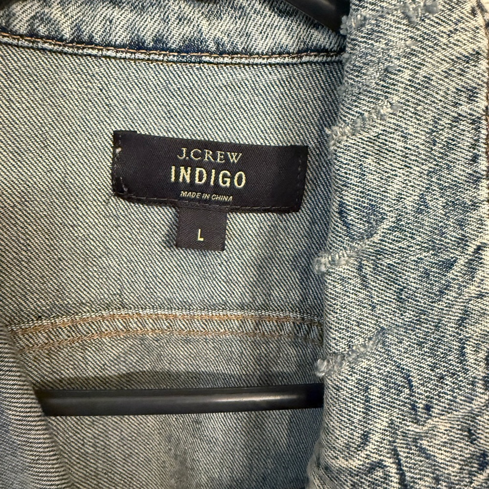 J.CREW Indigo Women's Large Sleeveless Denim Jean Jacket Vest Button Front Blue - Picture 2 of 3